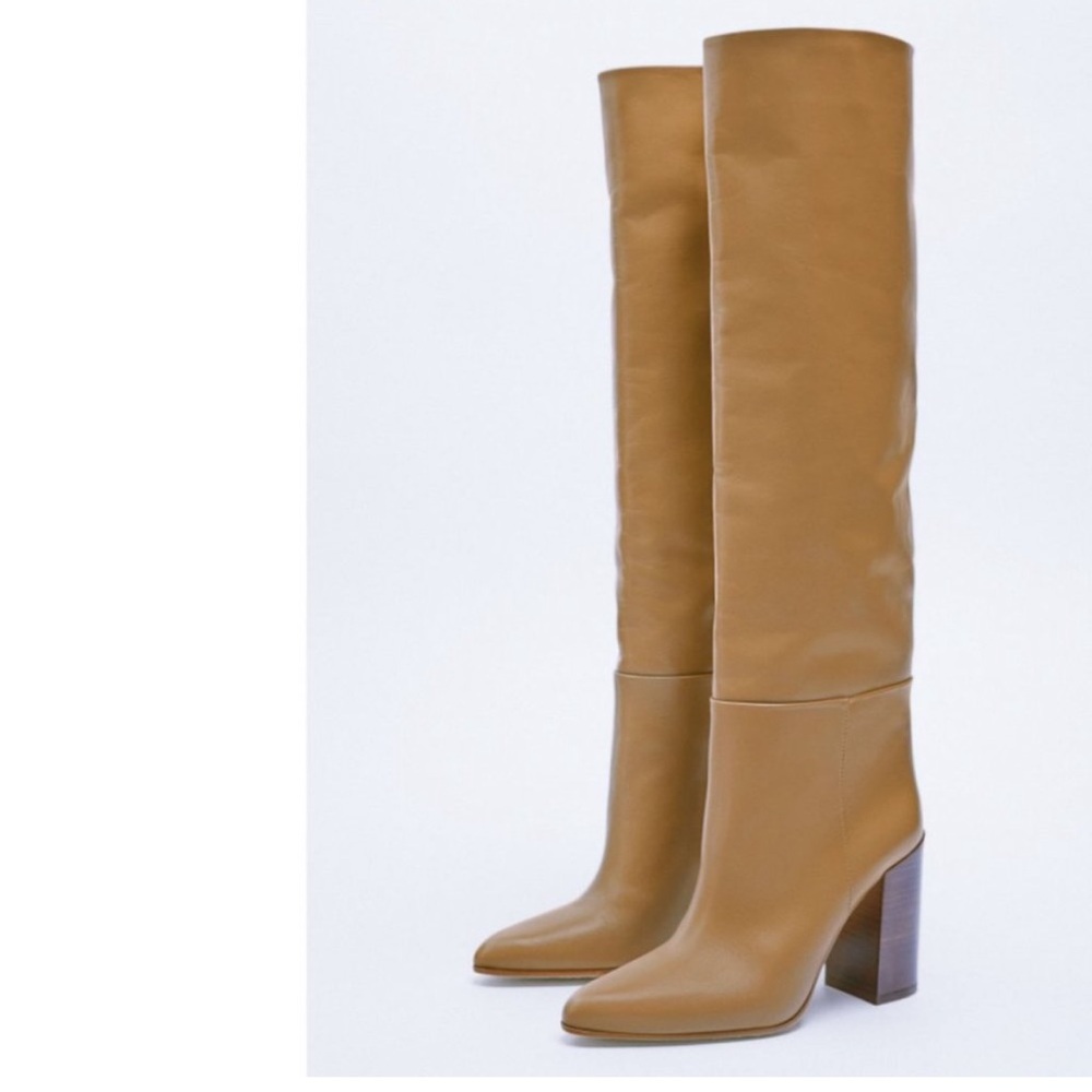 Zara Heeled Knee High Boots - 100% Real Leather - Picture 5 of 8